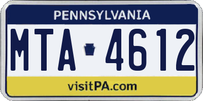 PA license plate MTA4612