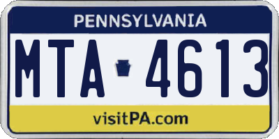 PA license plate MTA4613