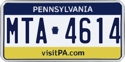 PA license plate MTA4614