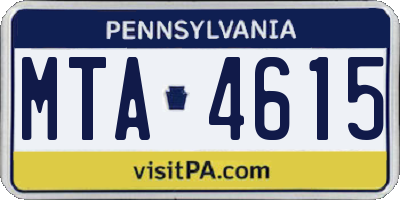 PA license plate MTA4615