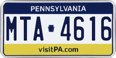 PA license plate MTA4616