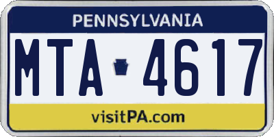 PA license plate MTA4617