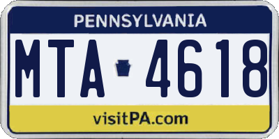 PA license plate MTA4618