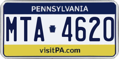 PA license plate MTA4620