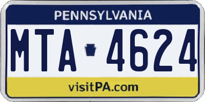 PA license plate MTA4624