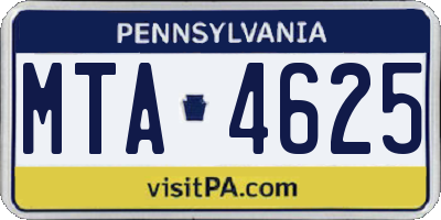 PA license plate MTA4625