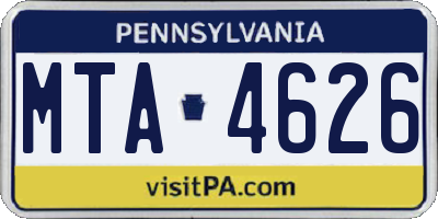 PA license plate MTA4626