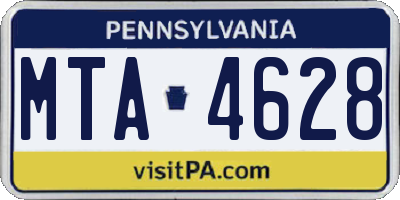 PA license plate MTA4628