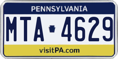 PA license plate MTA4629