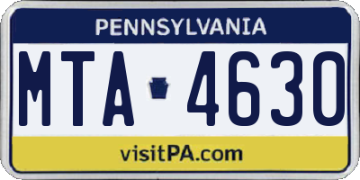PA license plate MTA4630