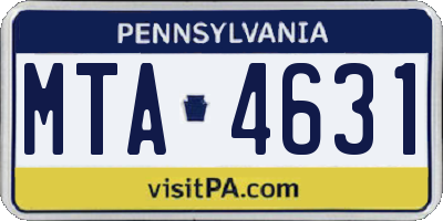 PA license plate MTA4631