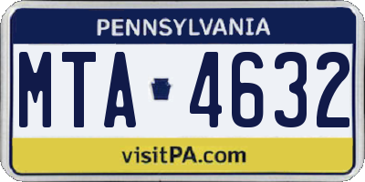 PA license plate MTA4632