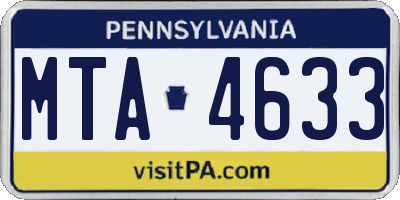 PA license plate MTA4633