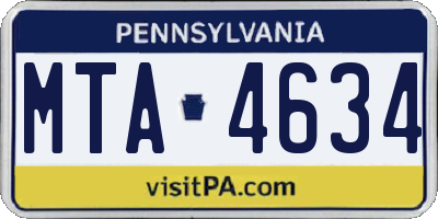 PA license plate MTA4634
