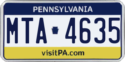 PA license plate MTA4635