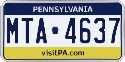PA license plate MTA4637