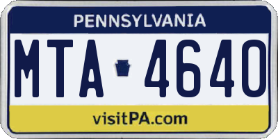 PA license plate MTA4640