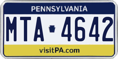 PA license plate MTA4642