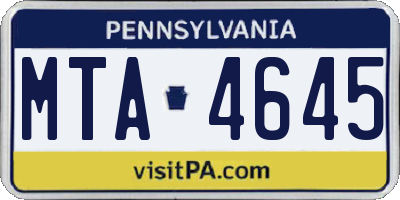 PA license plate MTA4645