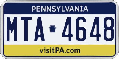 PA license plate MTA4648