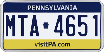 PA license plate MTA4651