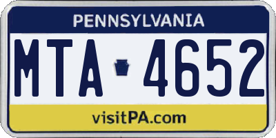 PA license plate MTA4652