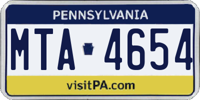 PA license plate MTA4654