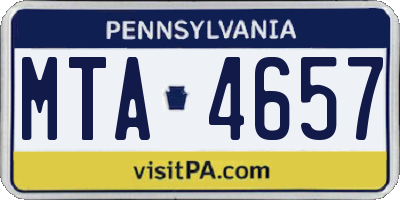 PA license plate MTA4657