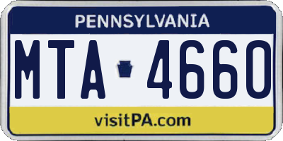 PA license plate MTA4660