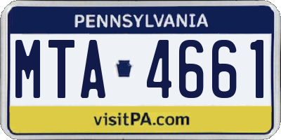 PA license plate MTA4661