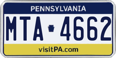PA license plate MTA4662