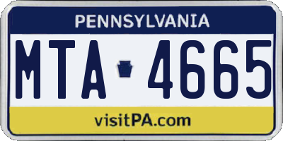 PA license plate MTA4665
