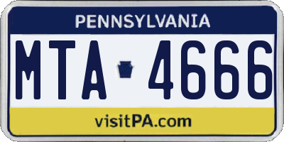PA license plate MTA4666