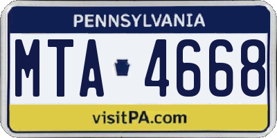 PA license plate MTA4668
