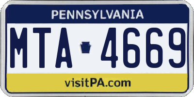 PA license plate MTA4669