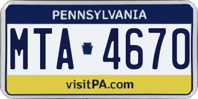 PA license plate MTA4670