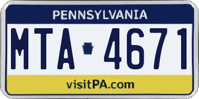 PA license plate MTA4671