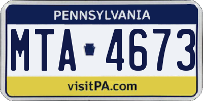 PA license plate MTA4673