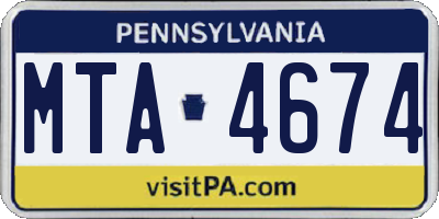 PA license plate MTA4674