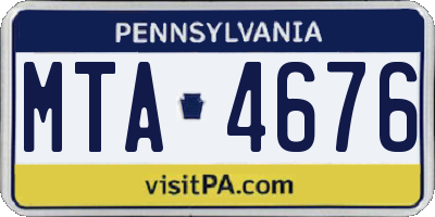 PA license plate MTA4676