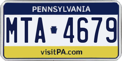 PA license plate MTA4679