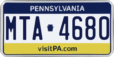 PA license plate MTA4680