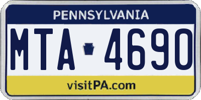 PA license plate MTA4690