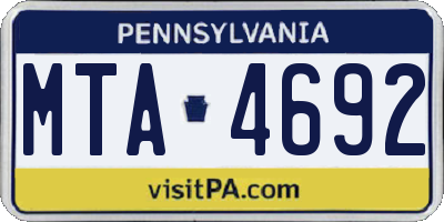 PA license plate MTA4692