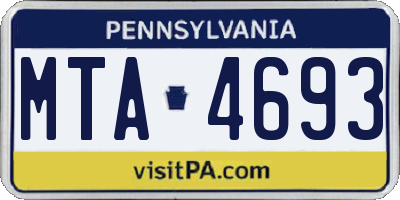 PA license plate MTA4693