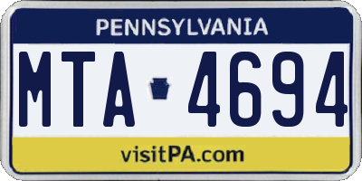PA license plate MTA4694