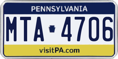 PA license plate MTA4706