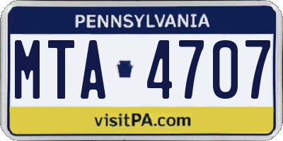PA license plate MTA4707