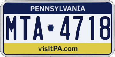 PA license plate MTA4718