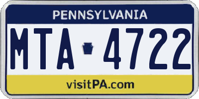 PA license plate MTA4722